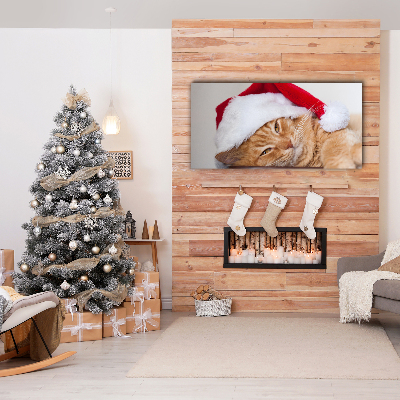 Canvas print Cat Santa Hat Christmas