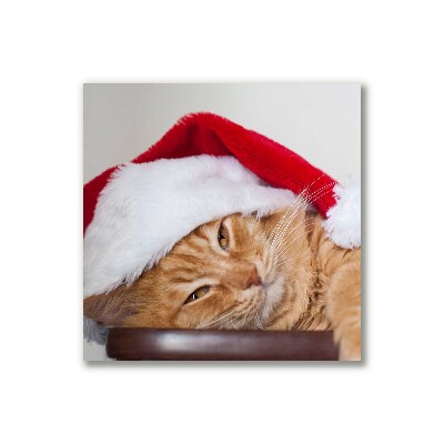 Canvas print Cat Santa Hat Christmas