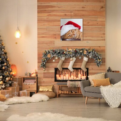 Canvas print Cat Santa Hat Christmas