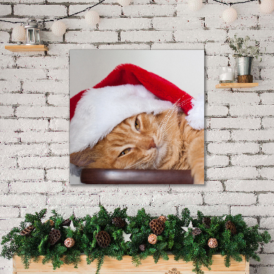 Canvas print Cat Santa Hat Christmas
