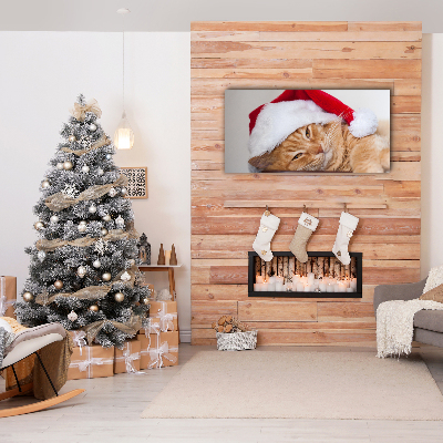 Canvas print Cat Santa Hat Christmas