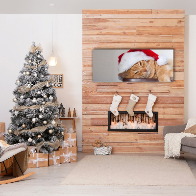 Canvas print Cat Santa Hat Christmas