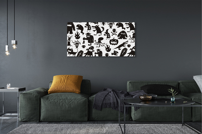 Canvas print White background black creatures