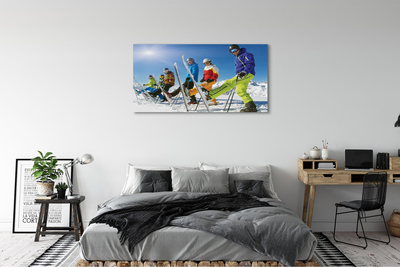 Canvas print Skiers winter in the mountains