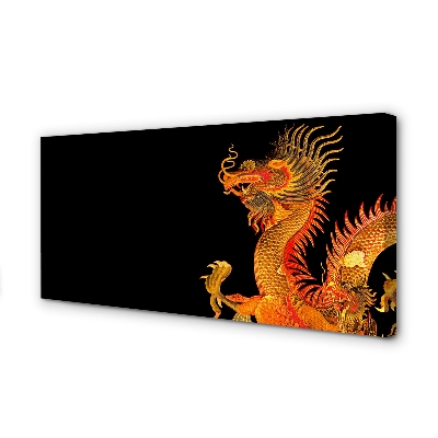 Canvas print Japanese gold dragon