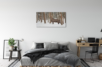 Canvas print Deer winter forest