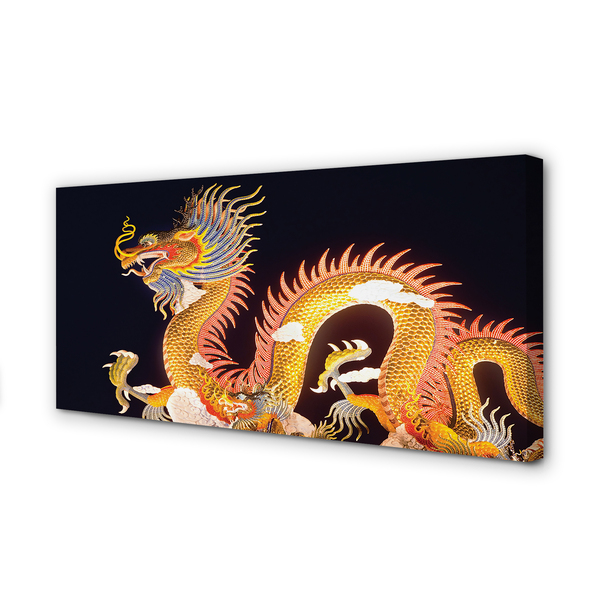 Canvas print Japanese golden dragon