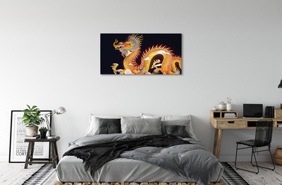 Canvas print Japanese golden dragon