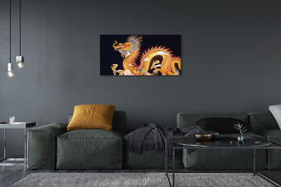 Canvas print Japanese golden dragon