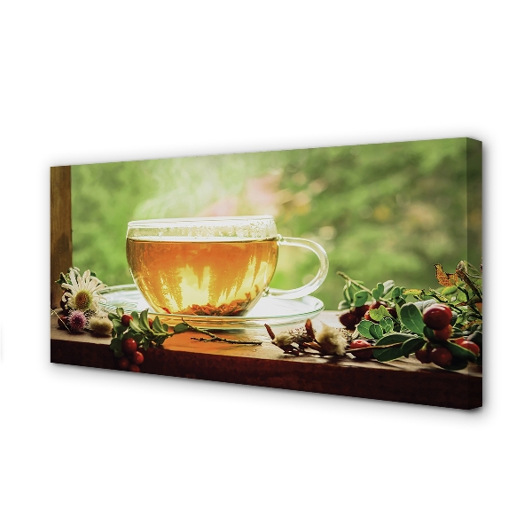 Canvas print Hot tea herbs
