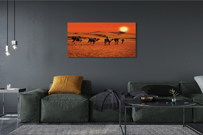 Canvas print Camels sky sun desert people