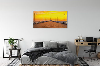 Canvas print Gdansk pier sunset sea sun