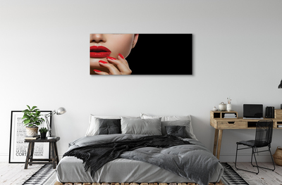 Canvas print Woman with red lips and nails