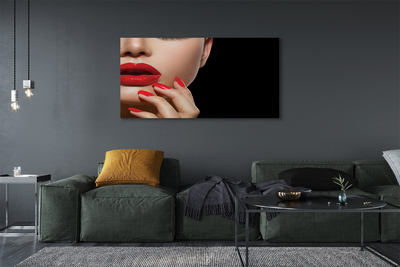 Canvas print Woman with red lips and nails