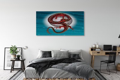 Canvas print Japanese dragon moon sky