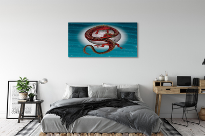 Canvas print Japanese dragon moon sky