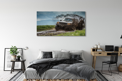 Canvas print Car wolkenberge field