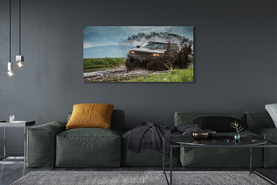 Canvas print Car wolkenberge field