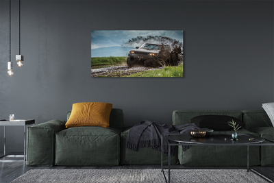 Canvas print Car wolkenberge field