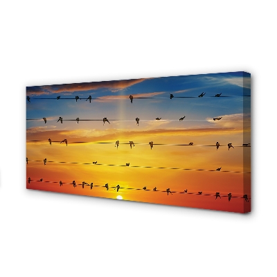 Canvas print Birds on sunset ropes