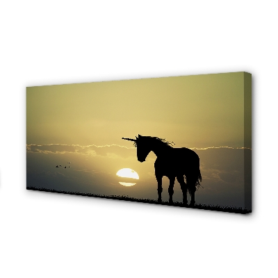 Canvas print Field unicorn sunset