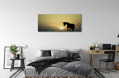 Canvas print Field unicorn sunset