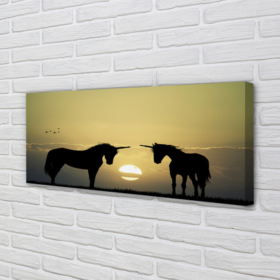 Canvas print Sunset on the field unicorns