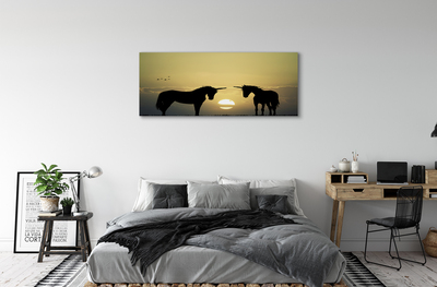 Canvas print Sunset on the field unicorns