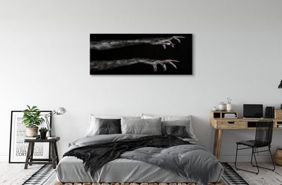 Canvas print Black background dirty hands