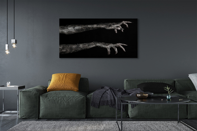 Canvas print Black background dirty hands