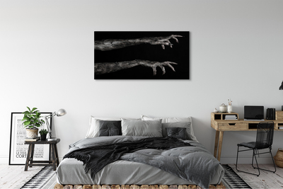 Canvas print Black background dirty hands