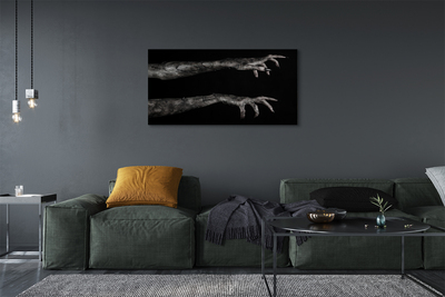 Canvas print Black background dirty hands