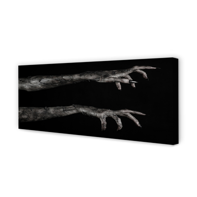 Canvas print Black background dirty hands