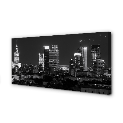 Canvas print Night view of the skyscrapers of warsaw