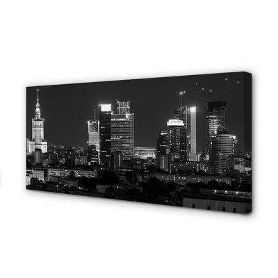 Canvas print Night view of the skyscrapers of warsaw