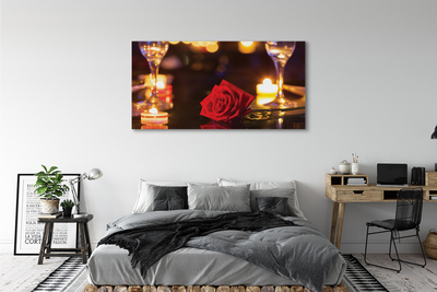 Canvas print Rose candle glasses