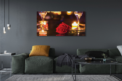 Canvas print Rose candle glasses