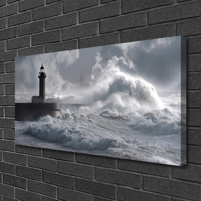 Canvas print Lighthouse lake sea nature grey