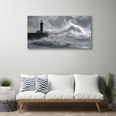 Canvas print Lighthouse lake sea nature grey