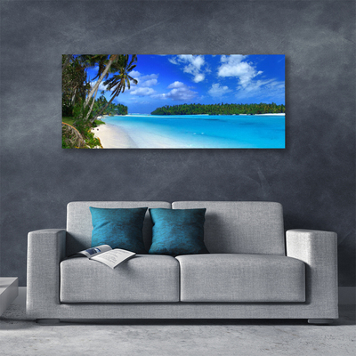 Canvas print Beach palms south sea landscape blue green