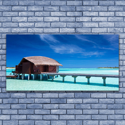 Canvas print South sea beach house architecture blue brown