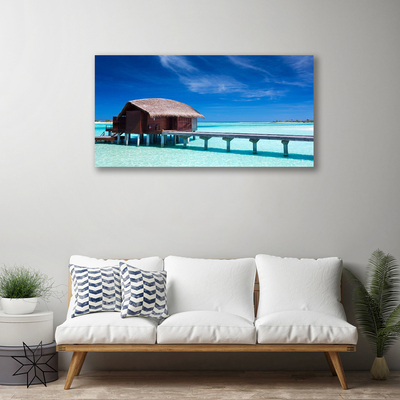 Canvas print South sea beach house architecture blue brown