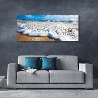 Canvas print Beach cliff sea sand nature blue brown
