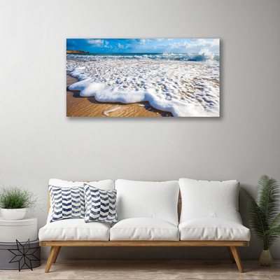 Canvas print Beach cliff sea sand nature blue brown