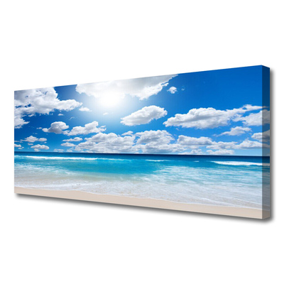 Canvas print North sea beach clouds landscape blue white