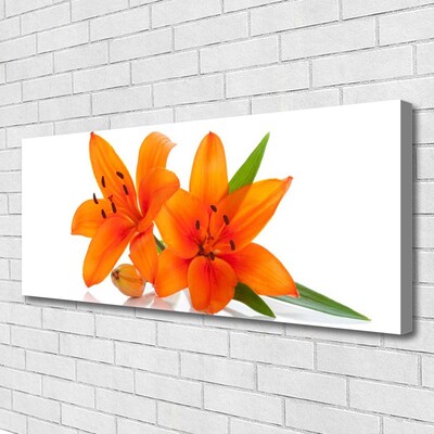 Canvas print Flowers floral orange green white