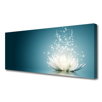 Canvas print Lotus blossom flower floral blue black white