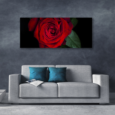 Canvas print Rose floral red green black