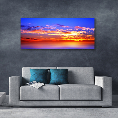 Canvas print Sky clouds sea landscape blue purple red