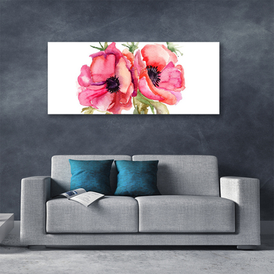 Canvas print Flowers watercolor floral red pink green